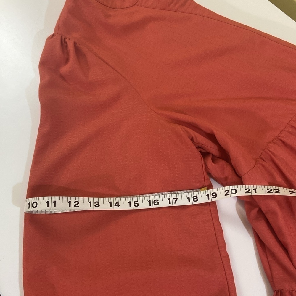 MAEVE BY ANTHROPOLOGIE, ORANGE LONG SLEEVE,TIRED,MINI DRESS. SIZE-X1 . - Picture 9 of 12